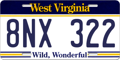 WV license plate 8NX322