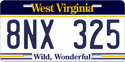 WV license plate 8NX325