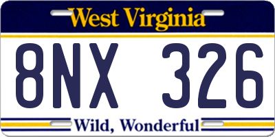 WV license plate 8NX326