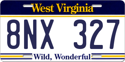 WV license plate 8NX327