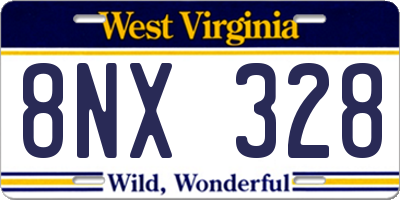 WV license plate 8NX328