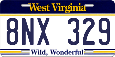 WV license plate 8NX329