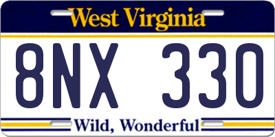 WV license plate 8NX330