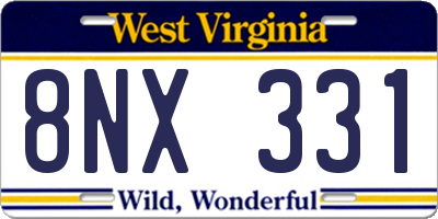 WV license plate 8NX331