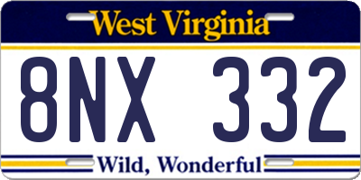 WV license plate 8NX332