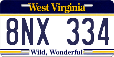 WV license plate 8NX334