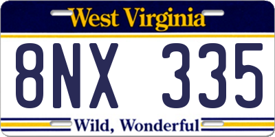 WV license plate 8NX335