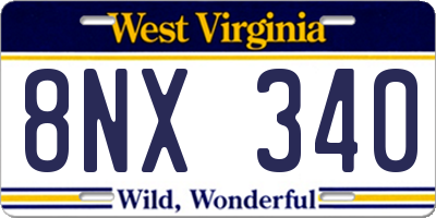 WV license plate 8NX340