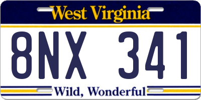 WV license plate 8NX341
