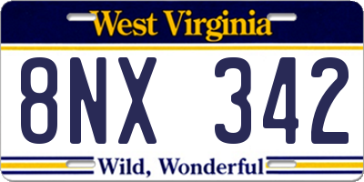WV license plate 8NX342