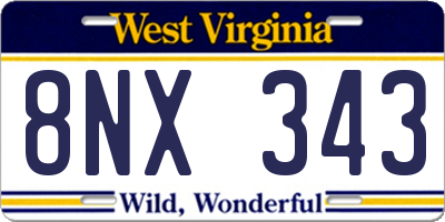 WV license plate 8NX343