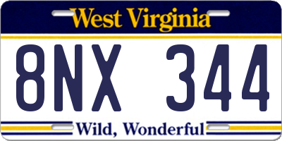WV license plate 8NX344