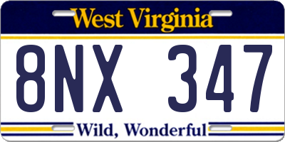 WV license plate 8NX347