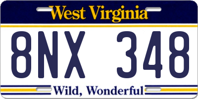 WV license plate 8NX348