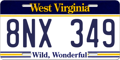 WV license plate 8NX349