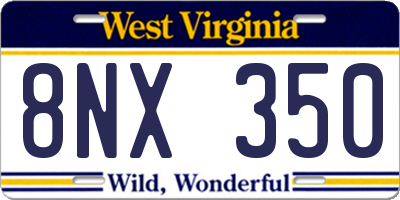 WV license plate 8NX350
