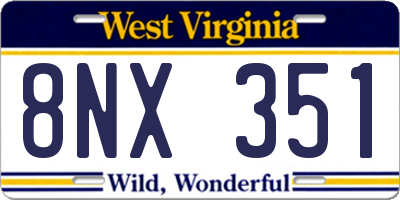 WV license plate 8NX351