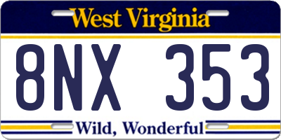 WV license plate 8NX353