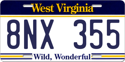 WV license plate 8NX355