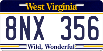 WV license plate 8NX356