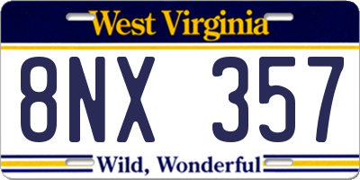 WV license plate 8NX357