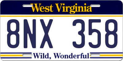 WV license plate 8NX358