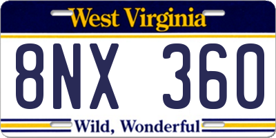 WV license plate 8NX360