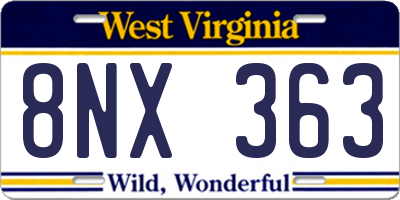 WV license plate 8NX363