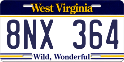 WV license plate 8NX364