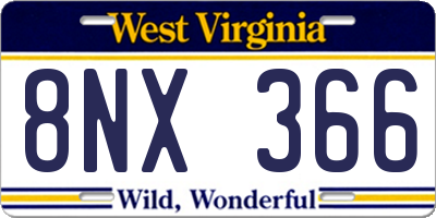 WV license plate 8NX366