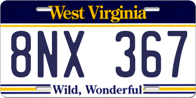WV license plate 8NX367