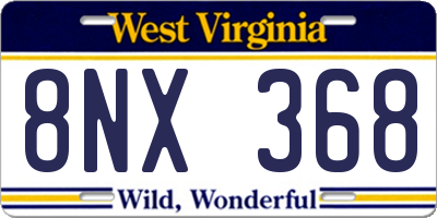 WV license plate 8NX368