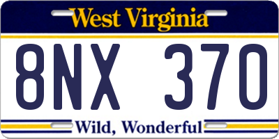 WV license plate 8NX370