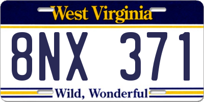 WV license plate 8NX371