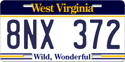 WV license plate 8NX372
