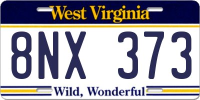 WV license plate 8NX373