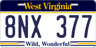 WV license plate 8NX377