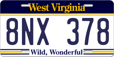 WV license plate 8NX378