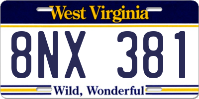 WV license plate 8NX381