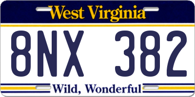 WV license plate 8NX382