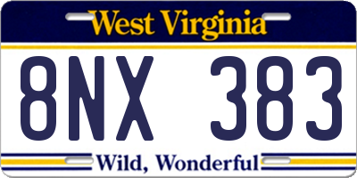 WV license plate 8NX383