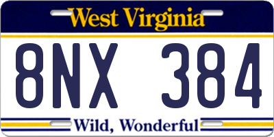 WV license plate 8NX384