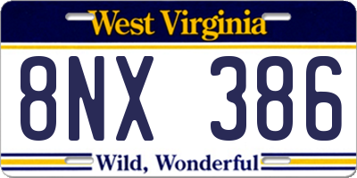 WV license plate 8NX386