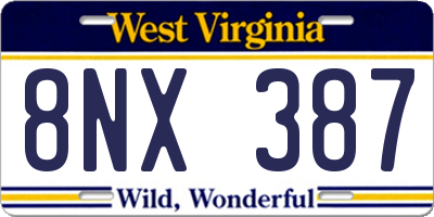 WV license plate 8NX387