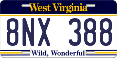 WV license plate 8NX388
