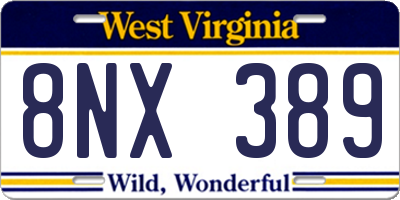 WV license plate 8NX389
