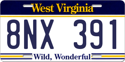 WV license plate 8NX391