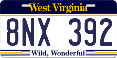 WV license plate 8NX392