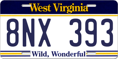 WV license plate 8NX393