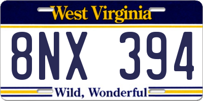WV license plate 8NX394